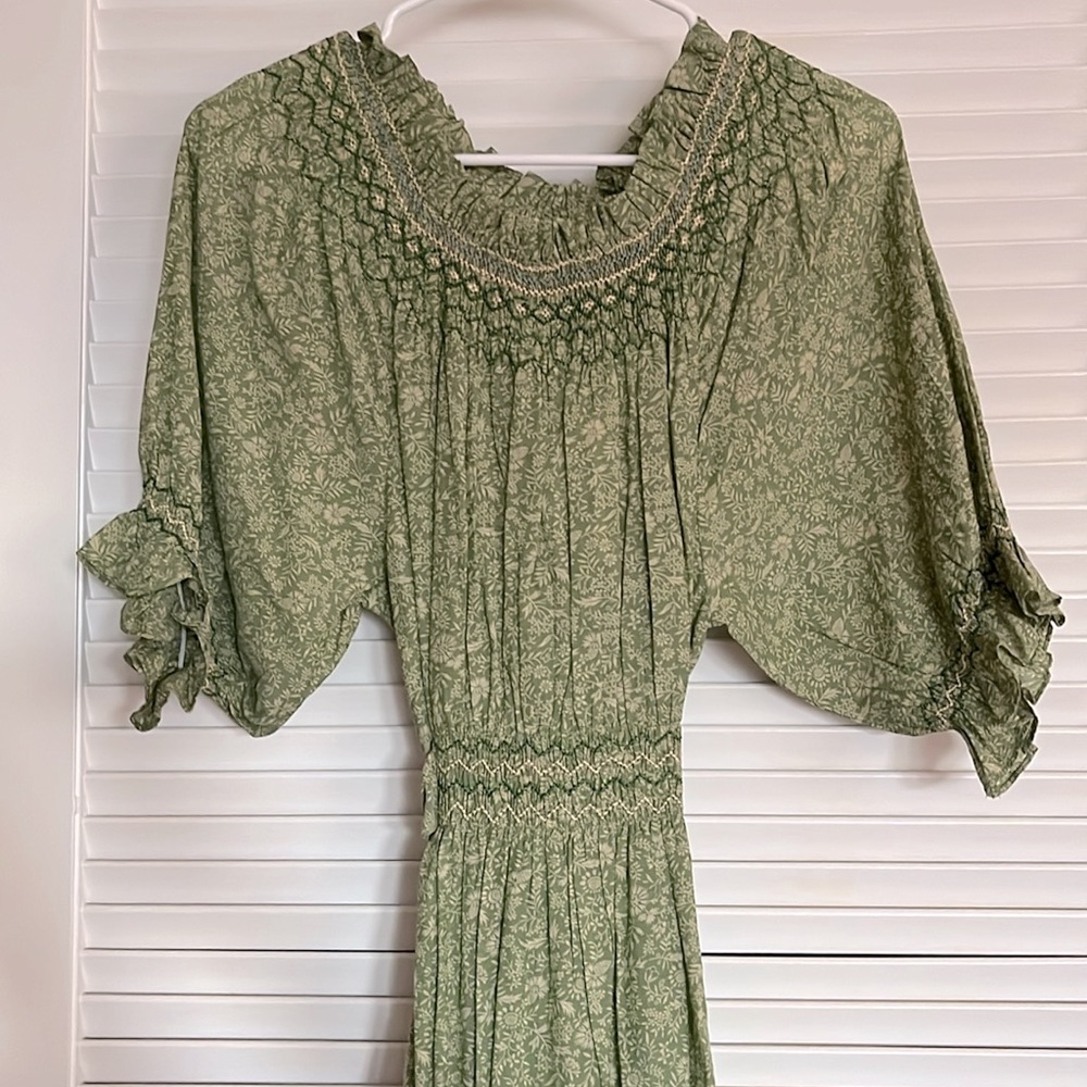 NWT Doen Isidore Dress Green Garden Bloom Floral szXS - Picture 4 of 7